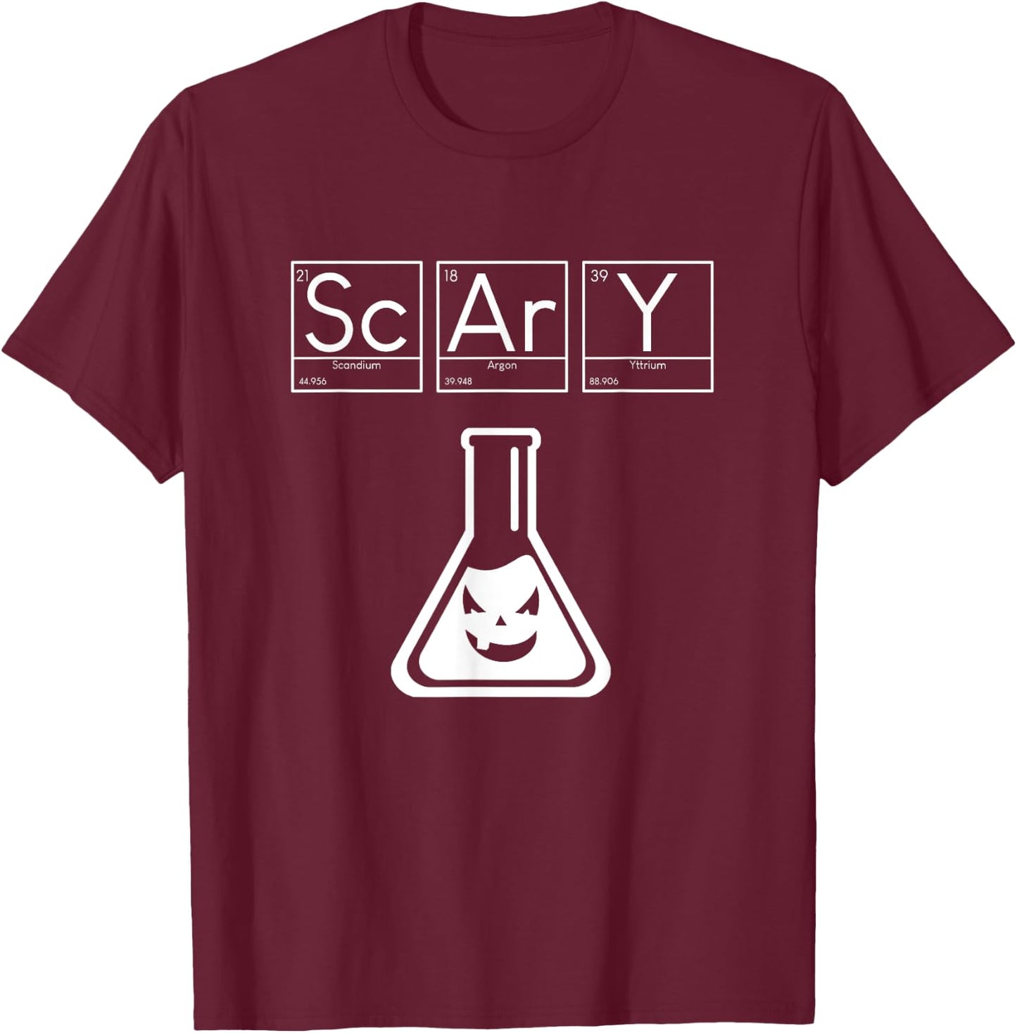 Scary periodic table halloween science T-Shirt - T-Shirt | Maroon