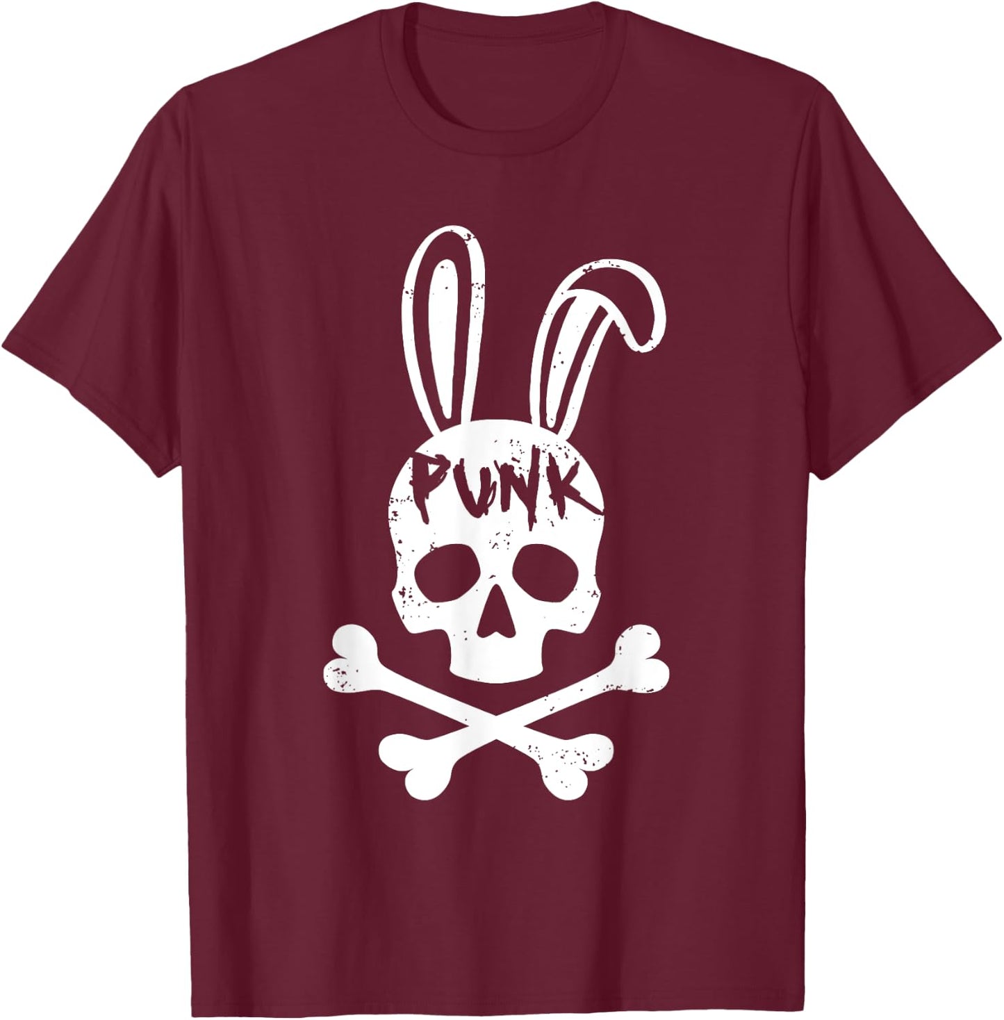 Punk Skull Rabbit Rock Music Aesthetic Subculture Rocker T-Shirt - T-Shirt | Maroon