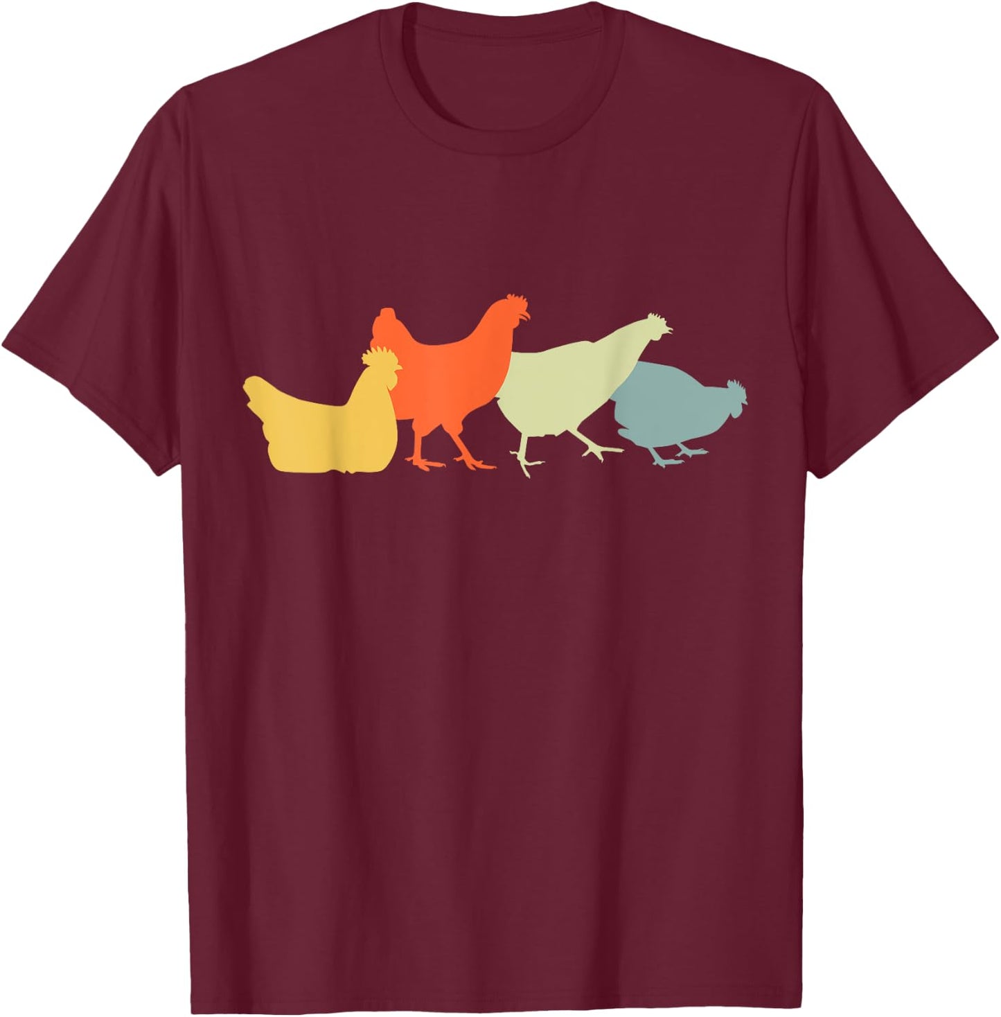 Retro Chickens T-Shirt - T-Shirt | Maroon