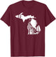 Hunting Partridge Grouse- Michigan map Bird Hunter T-Shirt - T-Shirt | Maroon