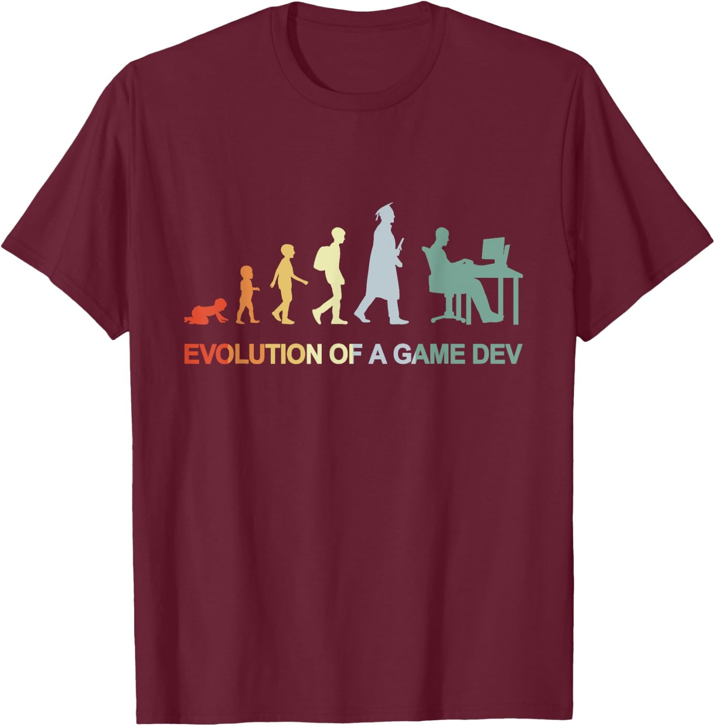 Vintage Game Development Evolution Video Game Producer T-Shirt - T-Shirt | Maroon