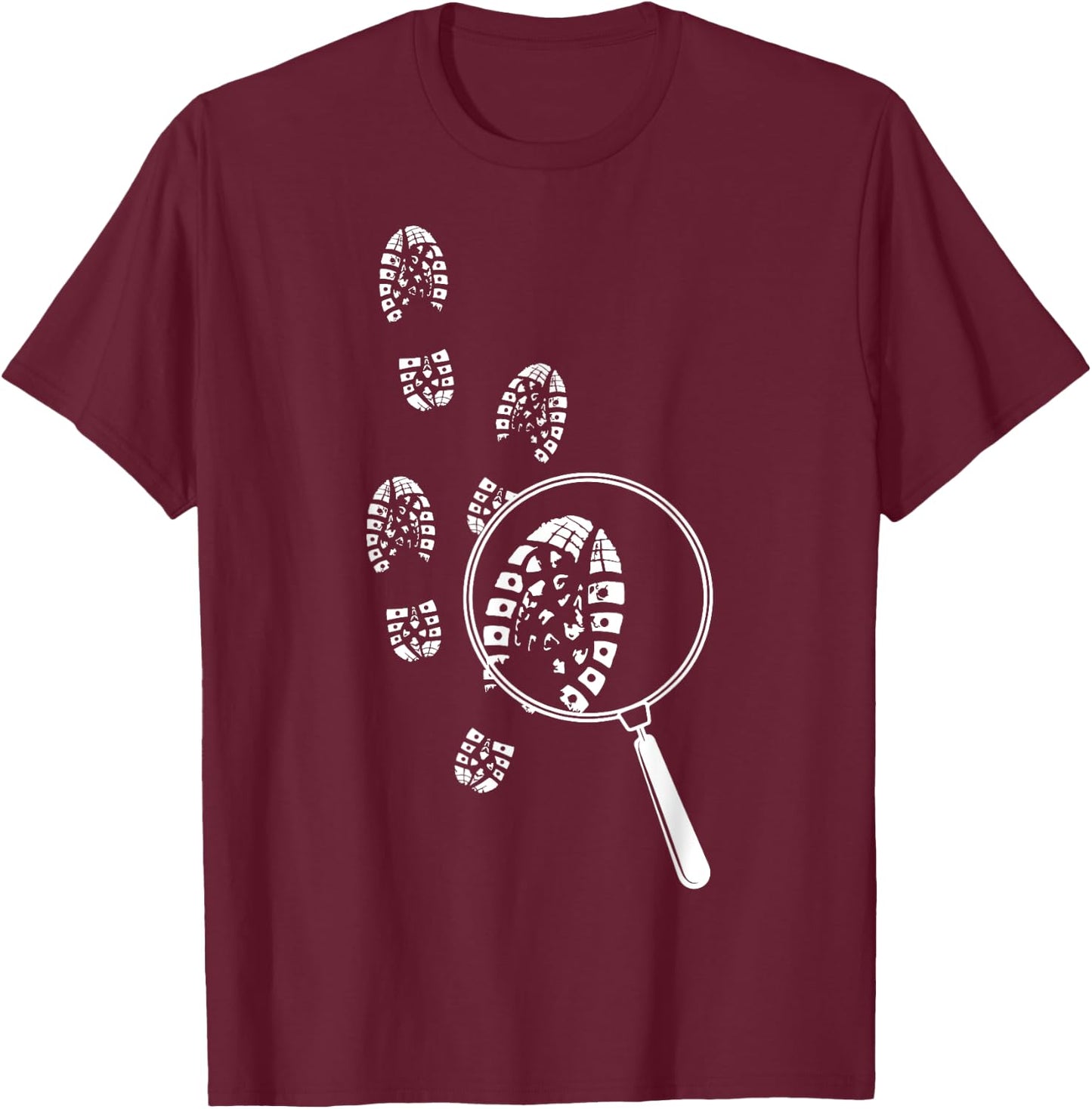 Detective Footprints Crime Spying Investigator Officer T-Shirt - T-Shirt | Maroon