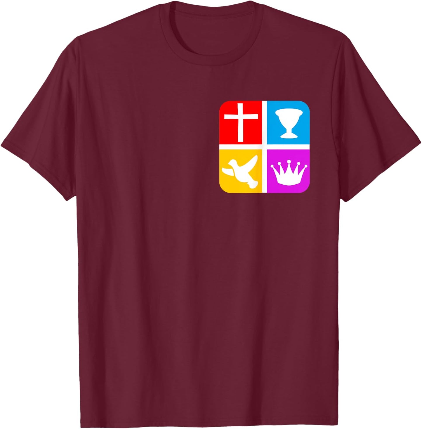 Foursquare Gospel Pentecostalism Church Logo Christianity T-Shirt - T-Shirt | Maroon