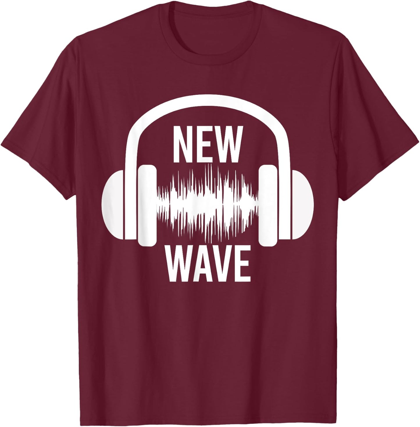 New Wave Headphone Music Graphic Design T-Shirt - T-Shirt | Maroon