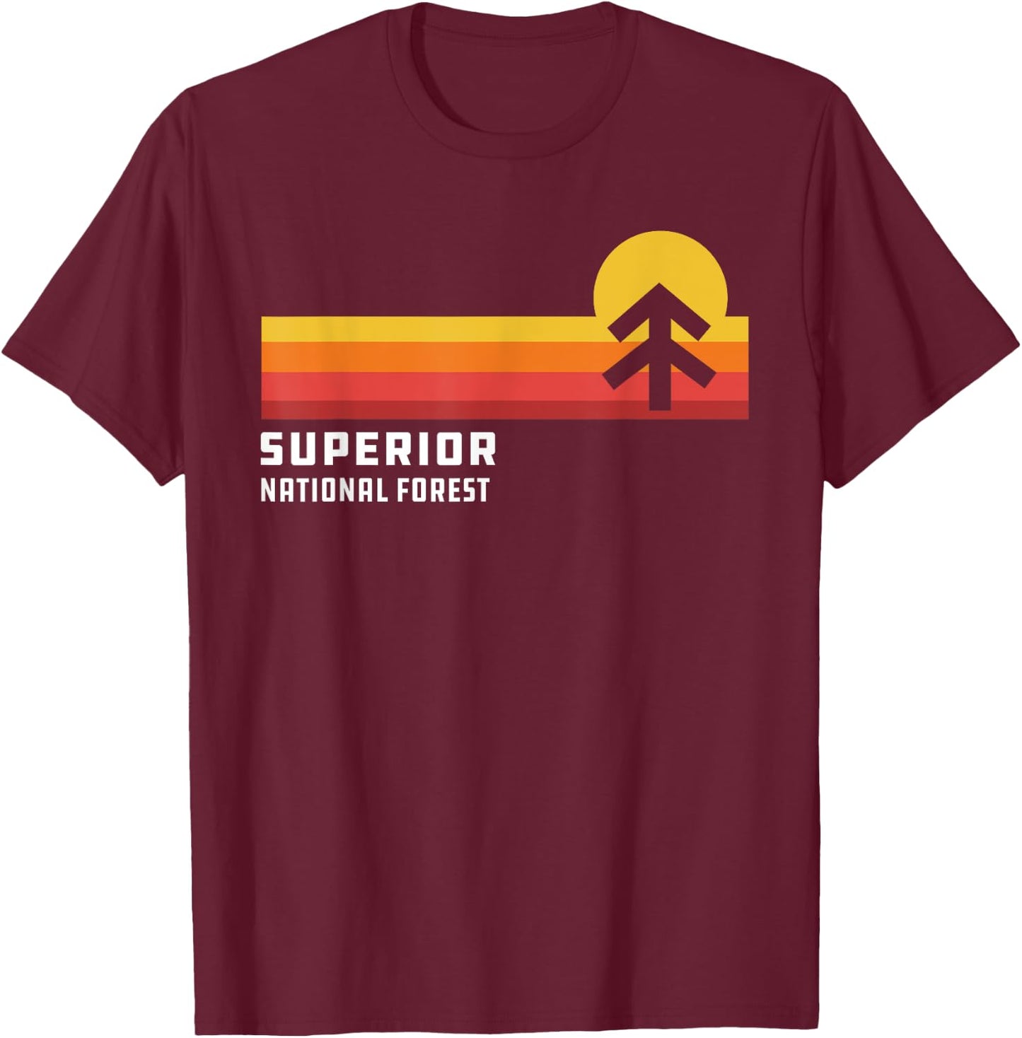 Retro Sunset Superior National Forest Ely Minnesota T-Shirt - T-Shirt | Maroon