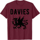 Davies Surname Welsh Family Name Wales Heraldic Dragon T-Shirt - T-Shirt | Maroon