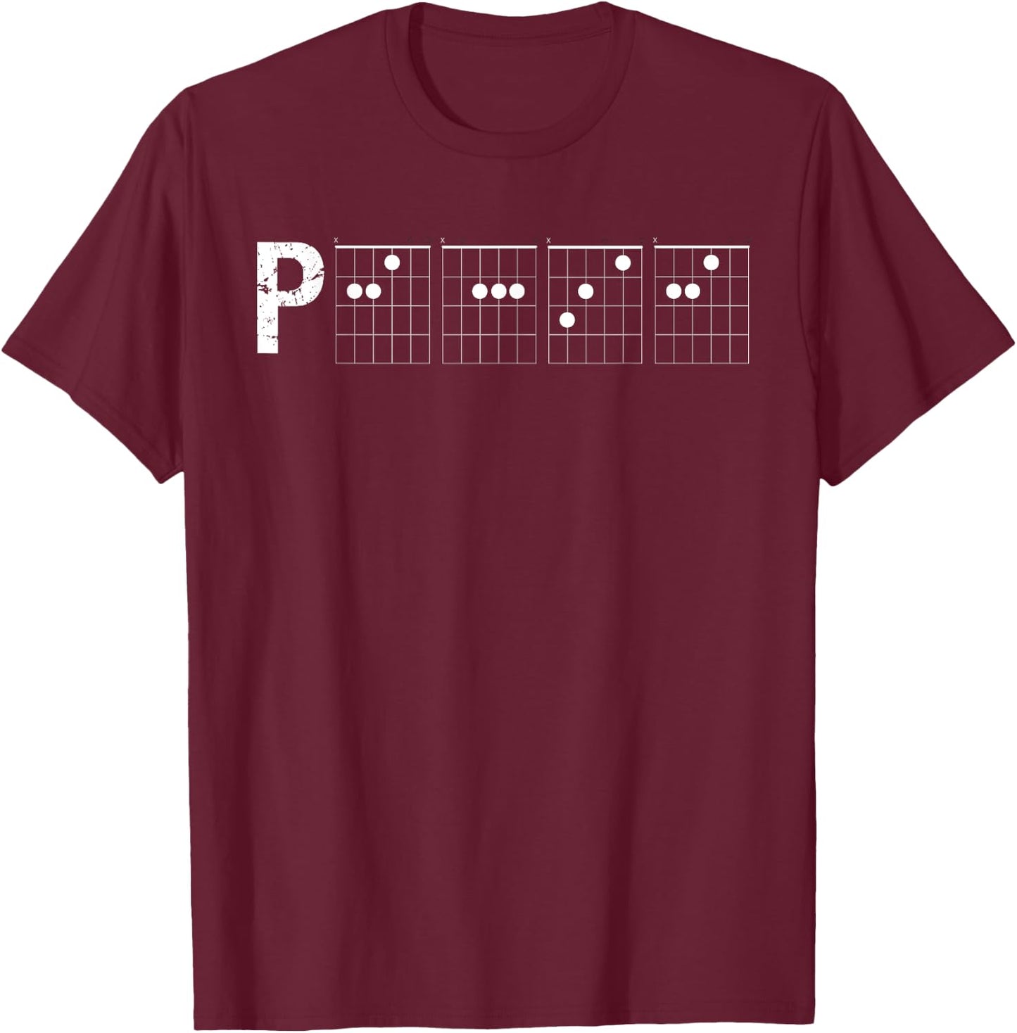Guitar Chord Shirt Tab Funny Peace Word Made of Chords T-Shirt - T-Shirt | Maroon