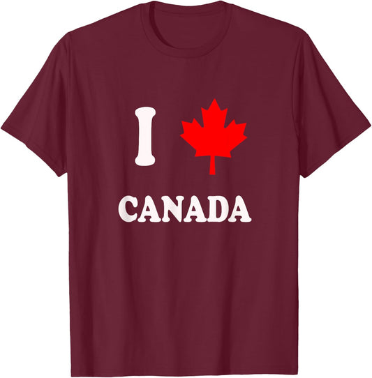 I maple leaf canada Minimalist Canada maple leaf heart T-Shirt - T-Shirt | Maroon
