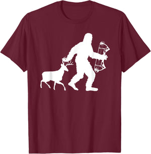 Deer Bow Hunting Bigfoot Deer Hunter Crossbow Sasquatch Cool T-Shirt - T-Shirt | Maroon