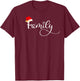 Pretty Love of Family with Heart and Santa Hat Christmas T-Shirt - T-Shirt | Maroon
