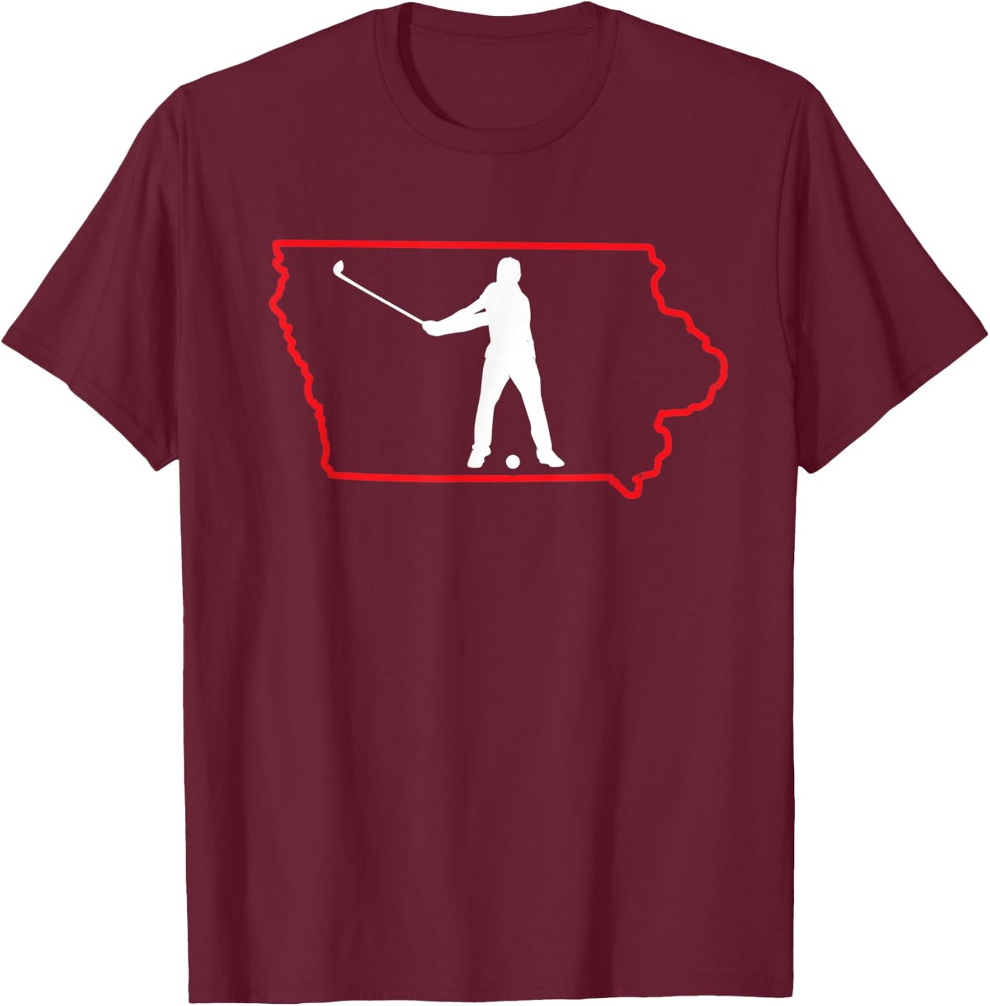Iowa Golfer Iowa Map State Golf Player Golf Lover Golfing T-Shirt - T-Shirt | Maroon
