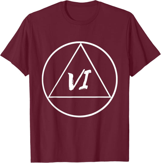 Sobriety Anniversary 6 Years Alcoholic Recover Sober T-Shirt - T-Shirt | Maroon