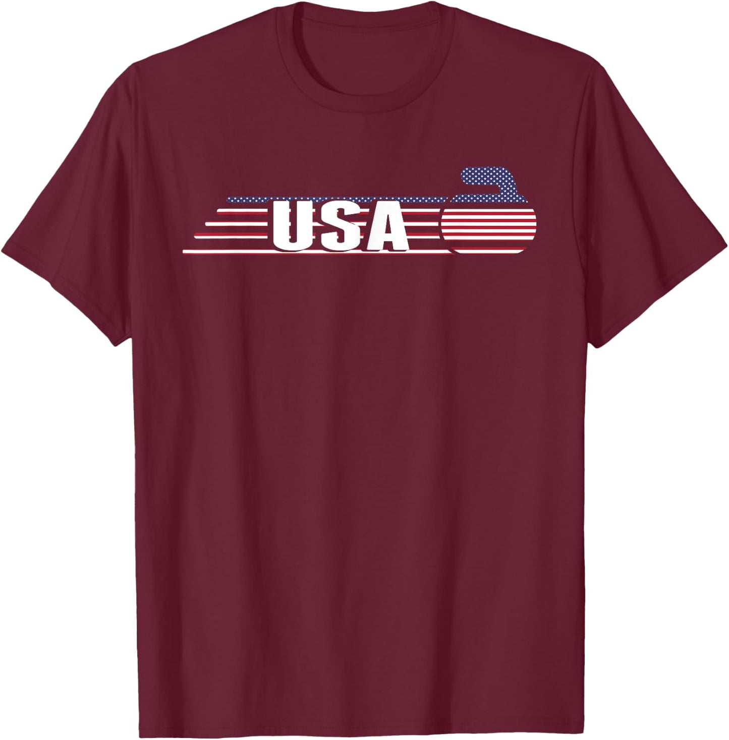 USA Team Curling Rock Jersey - Vintage Winter Sports Lovers T-Shirt - T-Shirt | Maroon