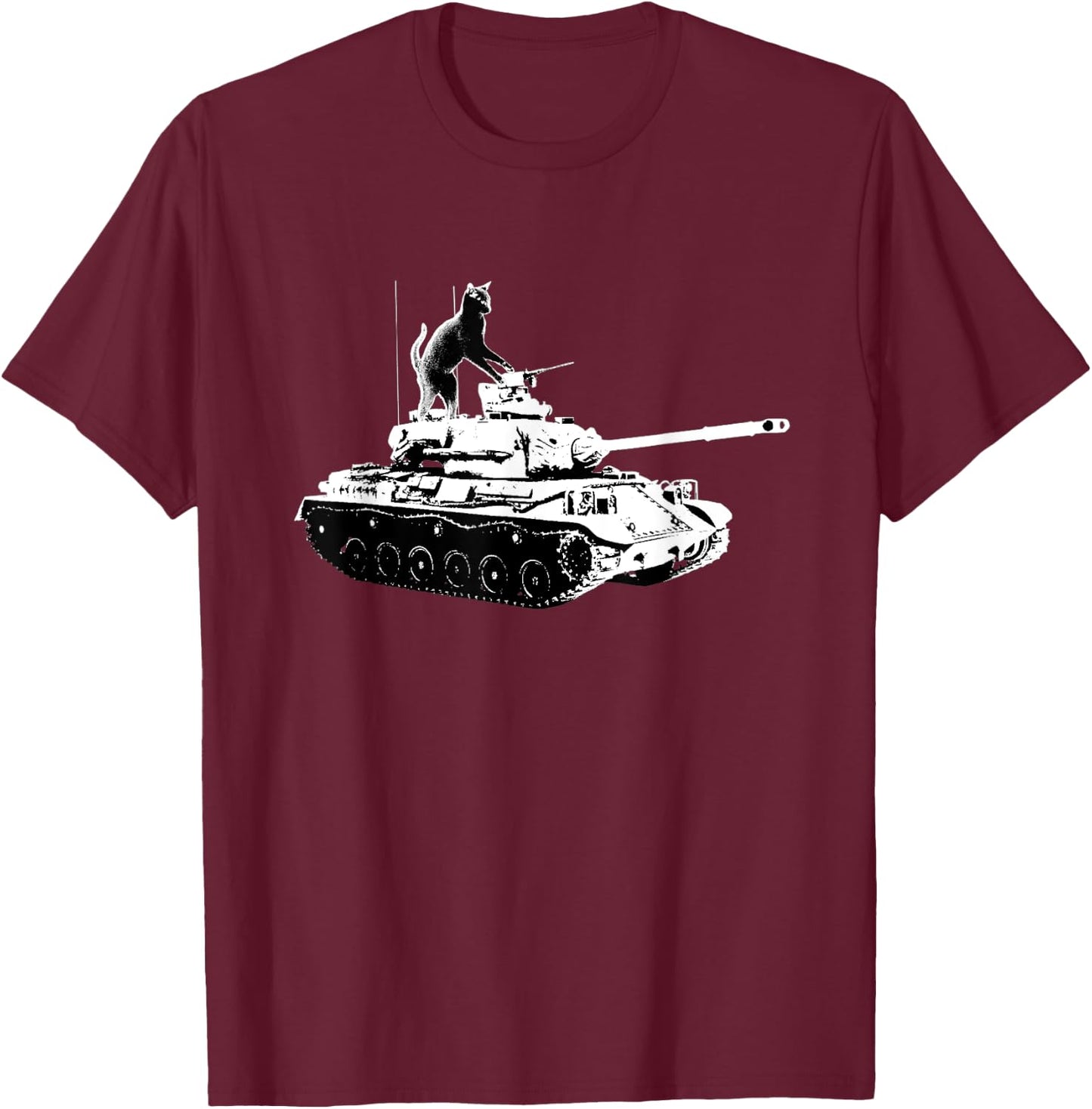 Army Tank Cat Military Funny Kitty Cat Pet Lovers Men Women T-Shirt - T-Shirt | Maroon