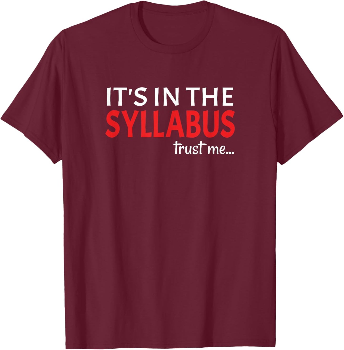 It's In The Syllabus Teacher Gift Women Kids T-Shirt - T-Shirt | Maroon