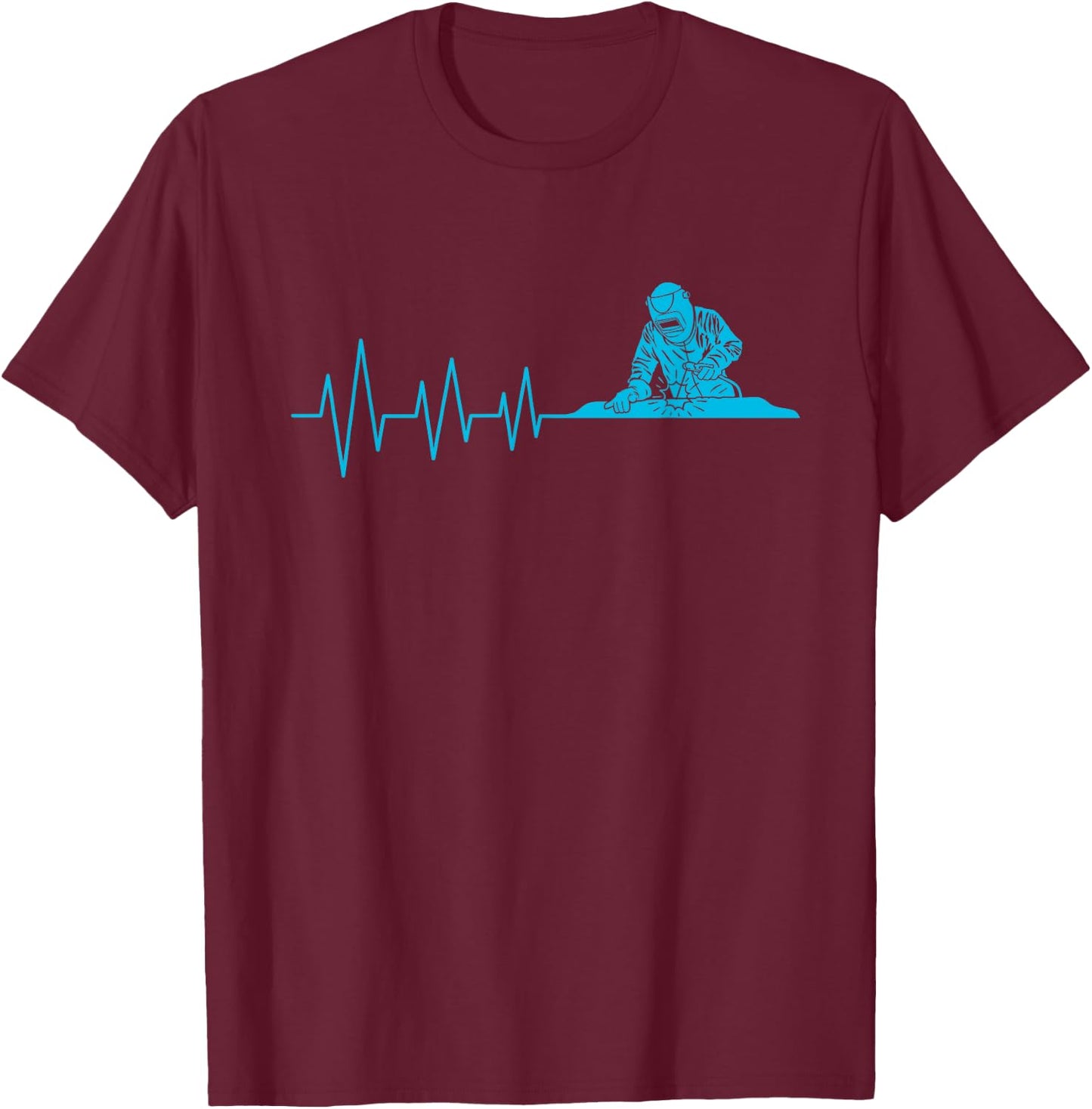 Welder Heartbeat Funny Metalworker Welding Welders Gift Men T-Shirt - T-Shirt | Maroon