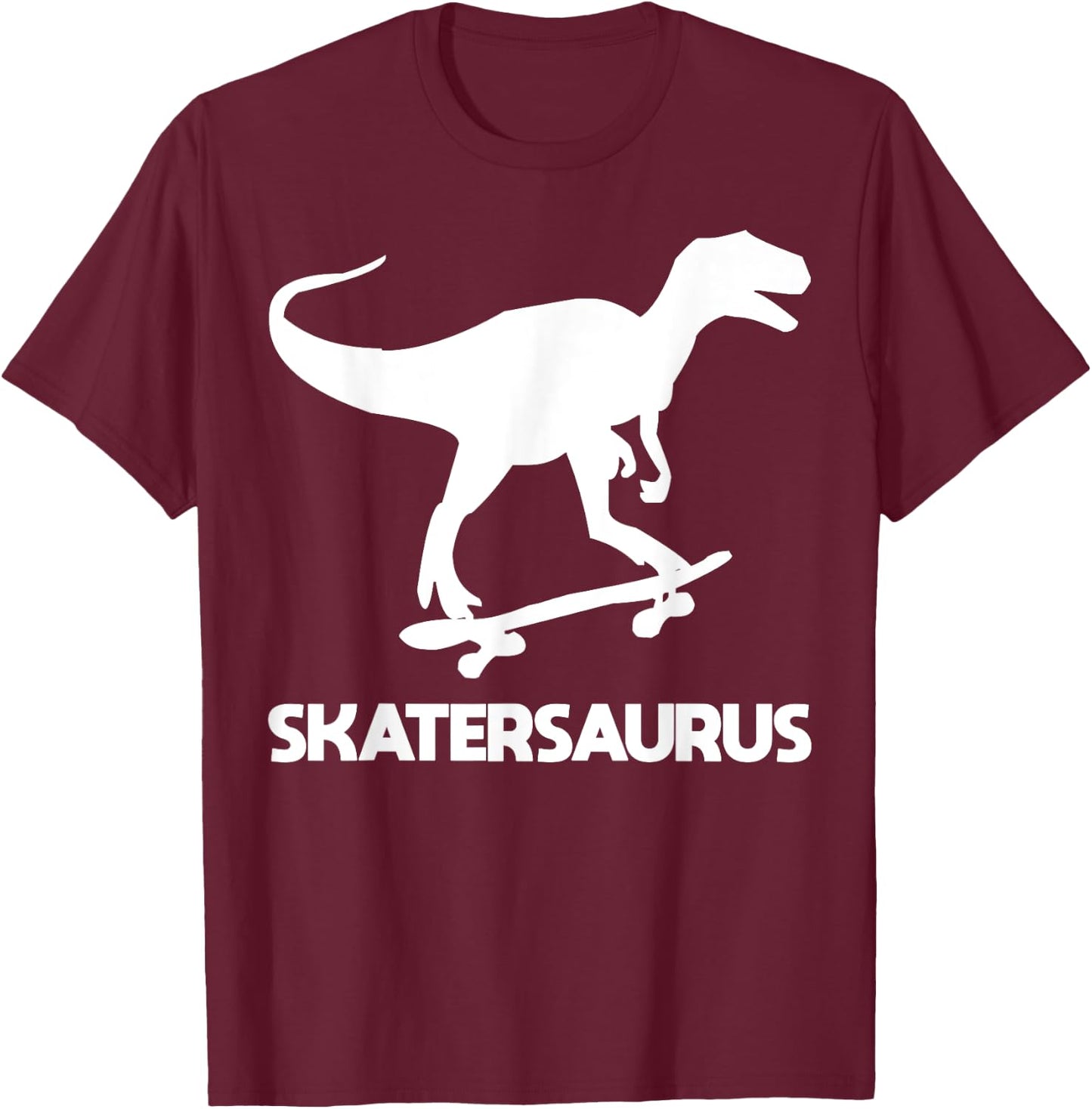 Dinosaurs Skate On Skateboard Shirt Skateboarding T-Rex T-Shirt - T-Shirt | Maroon