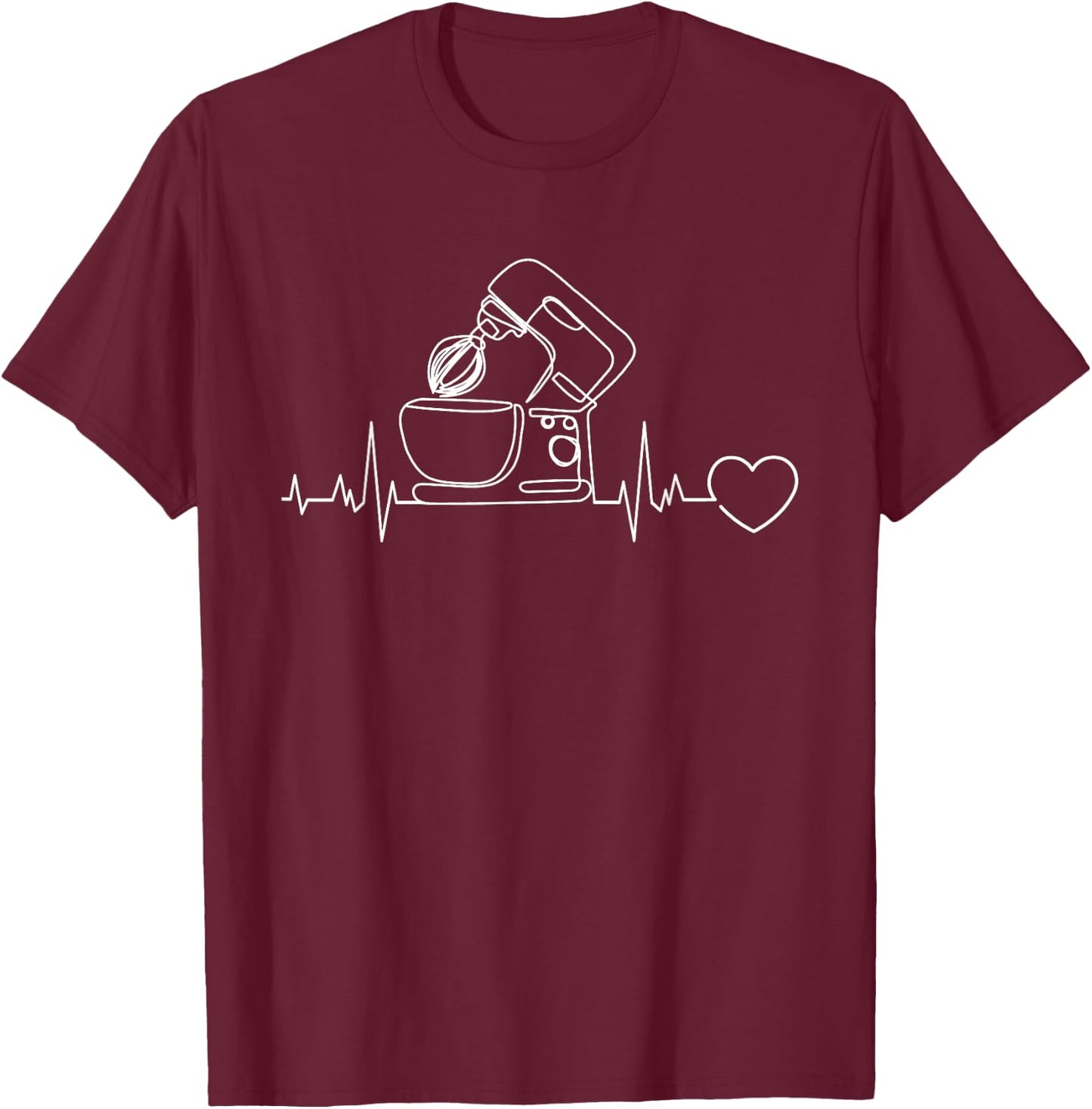 Pastry Heartbeat - Cake Decorator Chef Baker Baking T-Shirt - T-Shirt | Maroon