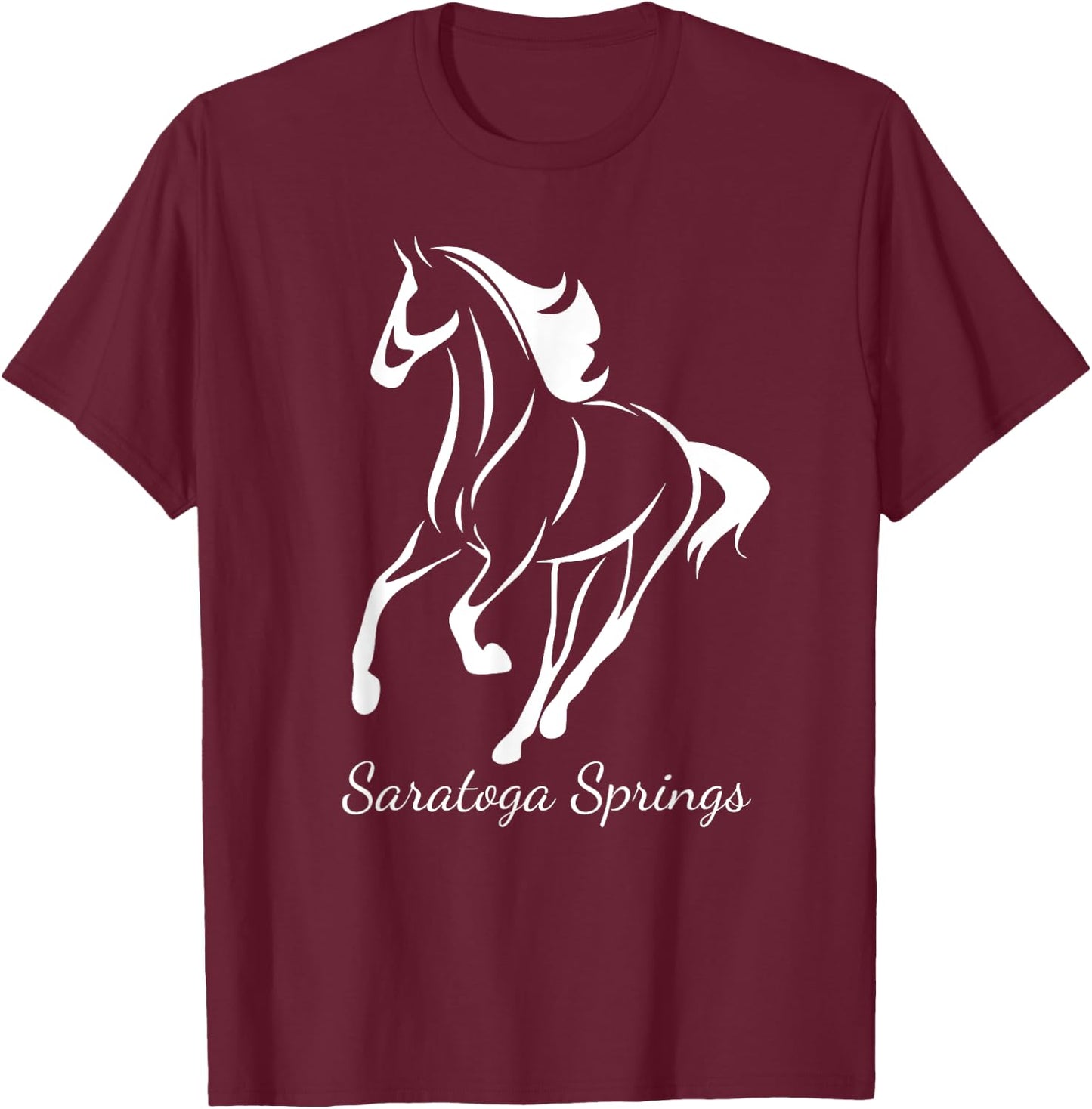 Saratoga Springs Upstate New York Horse Racing T-Shirt - T-Shirt | Maroon