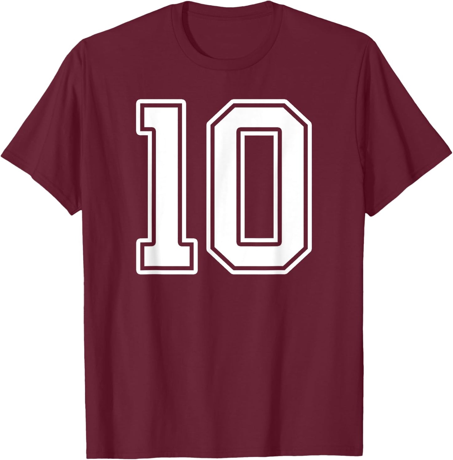 Number 10 Fan Player Jersey Style #10 Men Women Kids T-Shirt - T-Shirt | Maroon