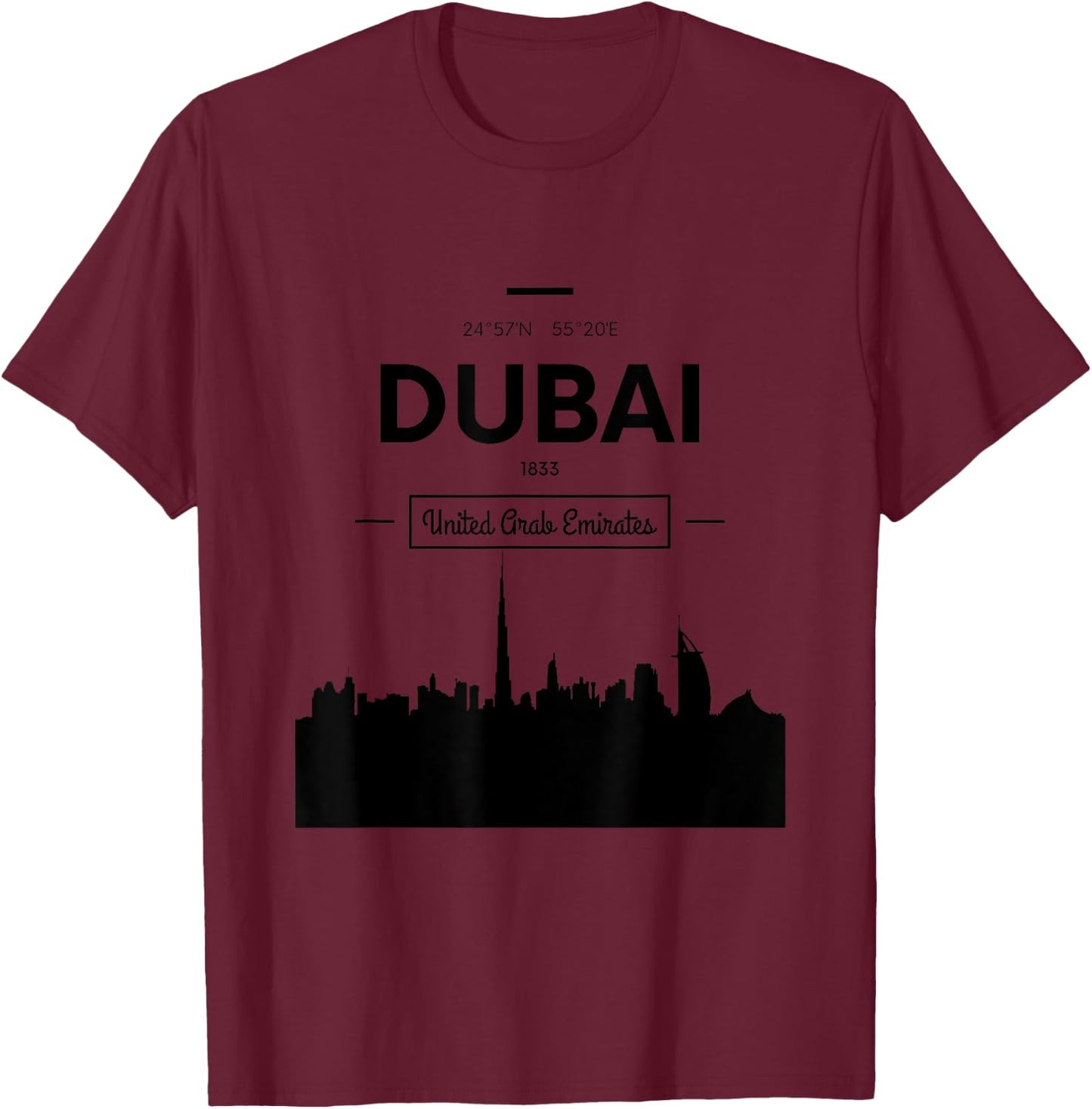 Enjoy Tourists Dubai UAE Novelty Graphic & Cool Designs T-Shirt - T-Shirt | Maroon