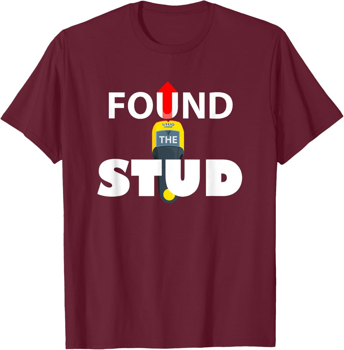 DAD JOKES BY ESI IMAGES FOUND THE STUD FUNNY - Men's Black Short Sleeve Classic Fit - Small T-Shirt - T-Shirt | Maroon