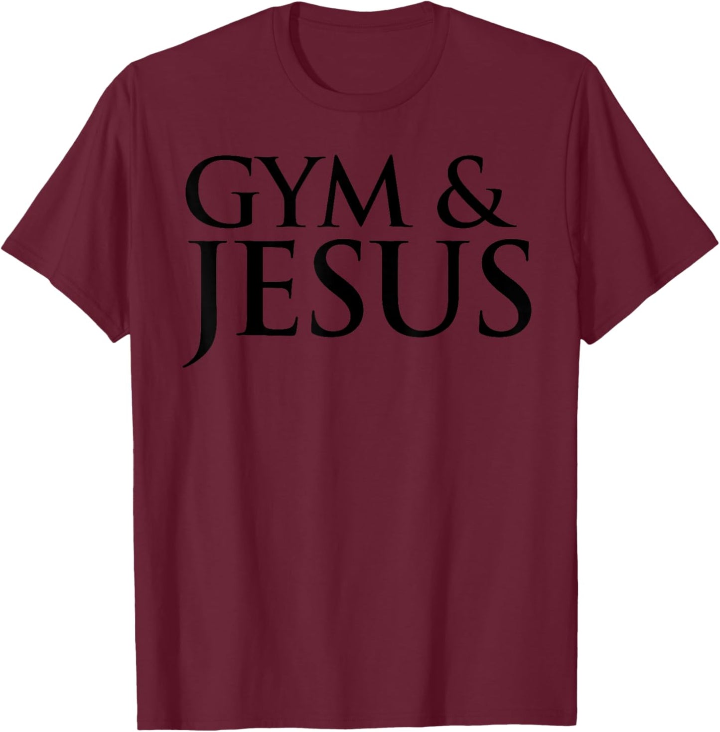 Distressed Gym & Jesus Funny Christian Workout Gift T-Shirt - T-Shirt | Maroon