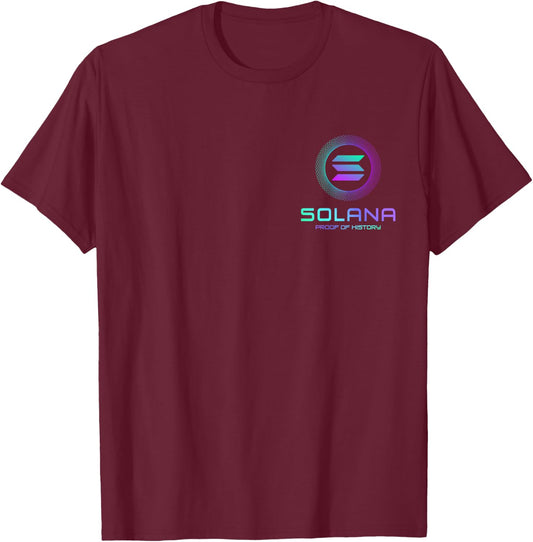 Solana SOL Logo Decentralized Application | Solana Crypto T-Shirt - T-Shirt | Maroon