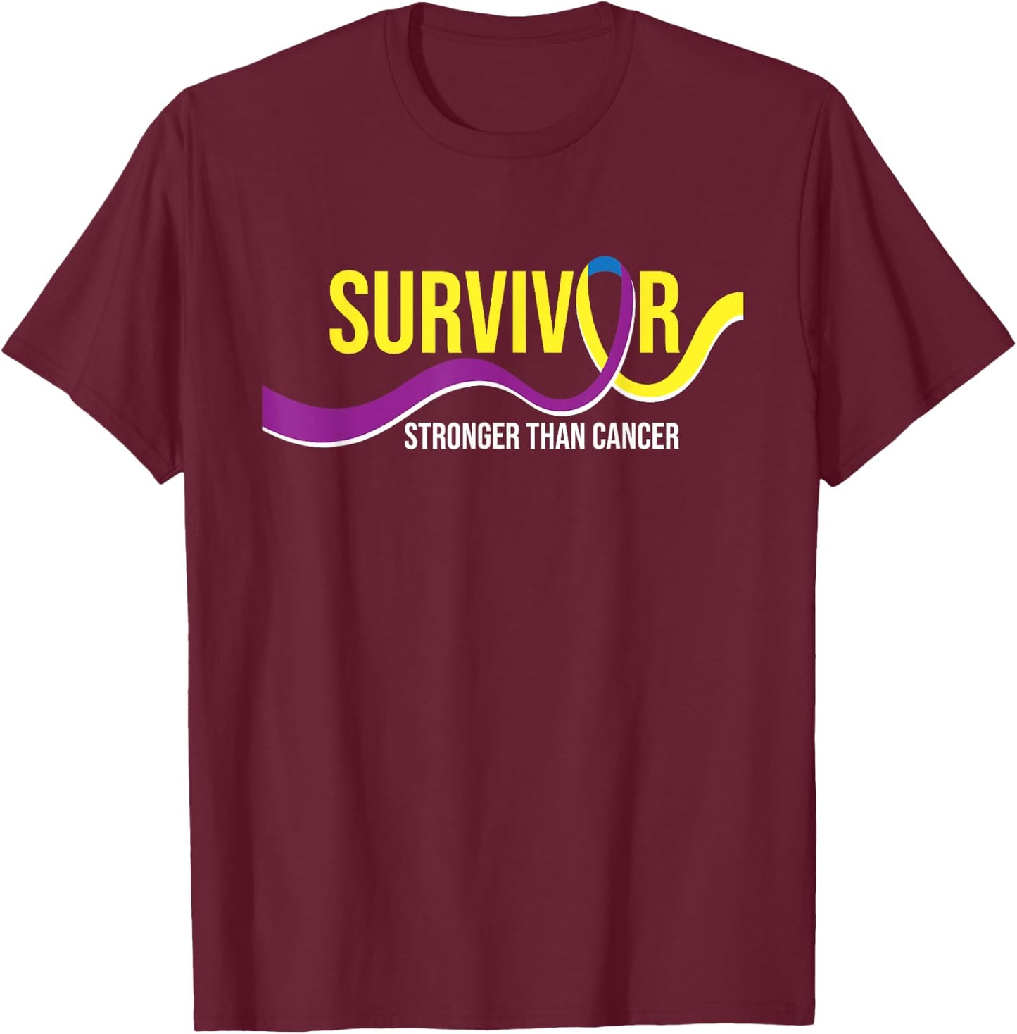 Survivor Stronger Than Cancer - Bladder Cancer Awareness T-Shirt - T-Shirt | Maroon