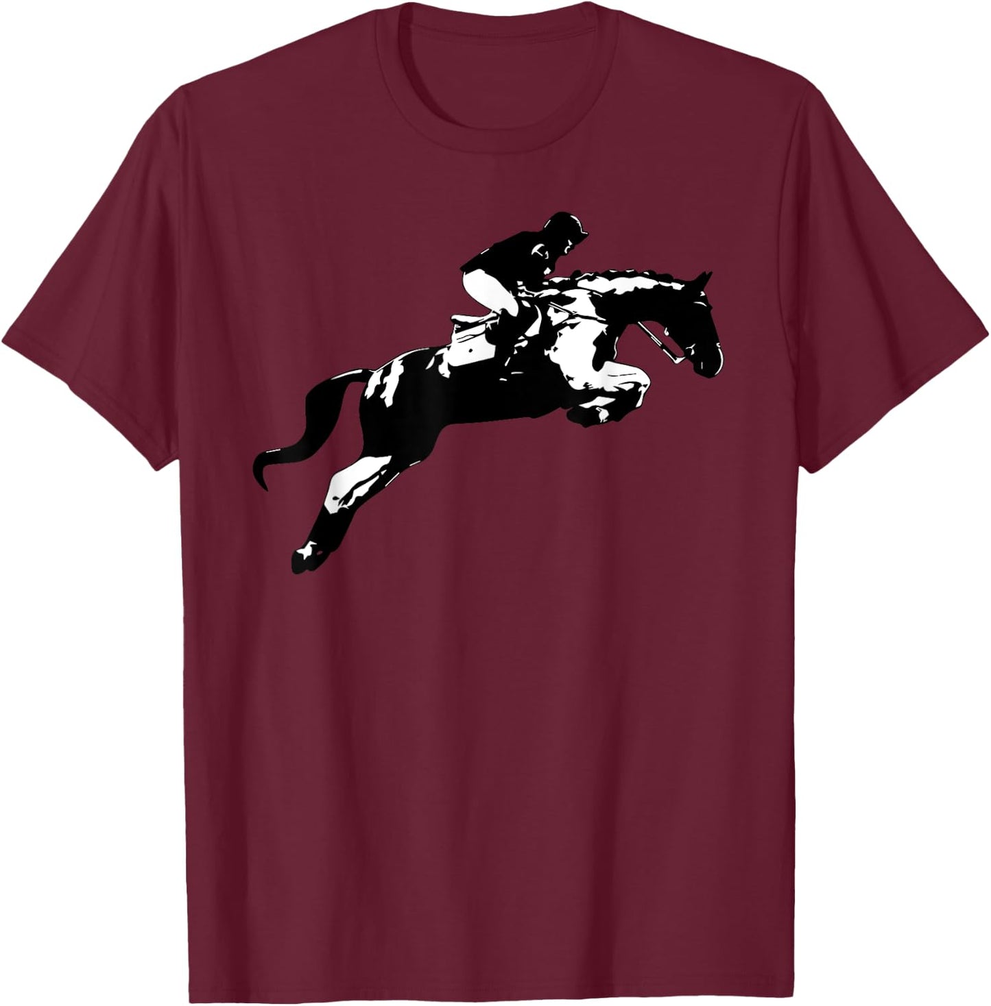 Cute English Riding Hunter Jumper Girl Riding Horse Gift T-Shirt - T-Shirt | Maroon