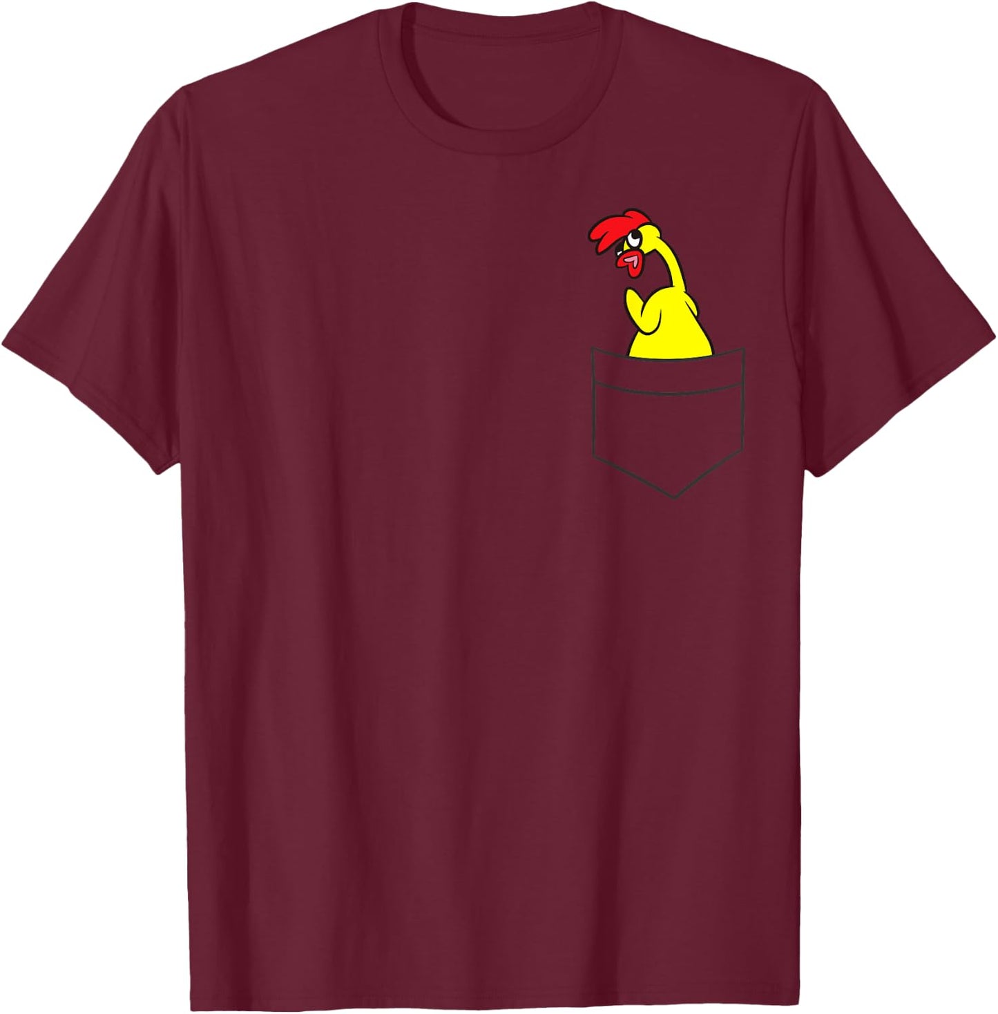 Rubber Chicken Lover Rubber Chicken In a Pocket T-Shirt - T-Shirt | Maroon