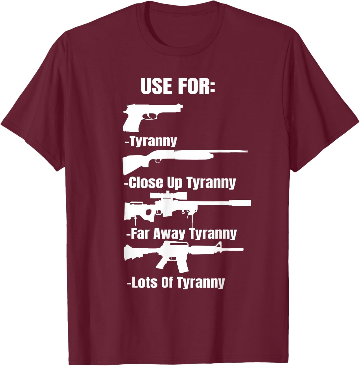 Pro Gun 2nd Amendment Gun Lover Enthusiast Patriotic Gift T-Shirt - T-Shirt | Maroon