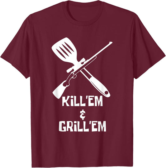 Kill Em Animal Hunter T-Shirt - T-Shirt | Maroon