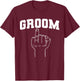 Wedding Honeymoon Bachelor Finger Ring Hubby Funny Groom T-Shirt - T-Shirt | Maroon