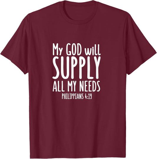 Philippians 4:19 - Gift & Men, Christian T-Shirt - T-Shirt | Maroon