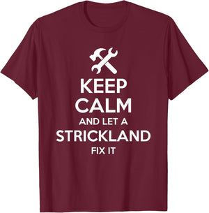 STRICKLAND Funny Surname Birthday Family Tree Reunion Gift T-Shirt - T-Shirt | Maroon