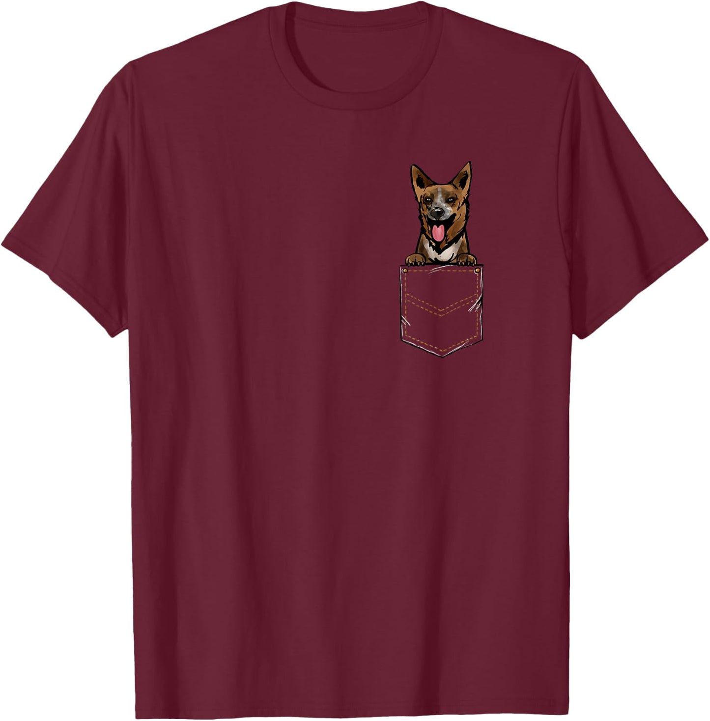 New Guinea Singing Dog Puppy for a Dog Owner Pet Pocket T-Shirt - T-Shirt | Maroon