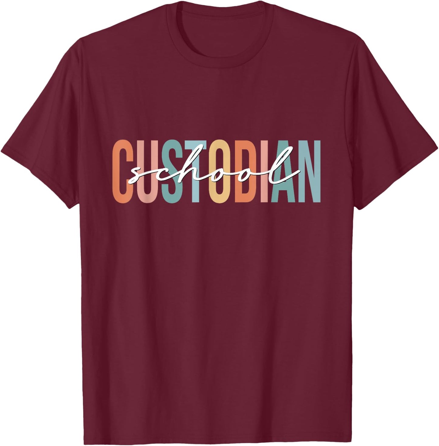 Boho Retro Vintage School Custodian Back To School T-Shirt - T-Shirt | Maroon