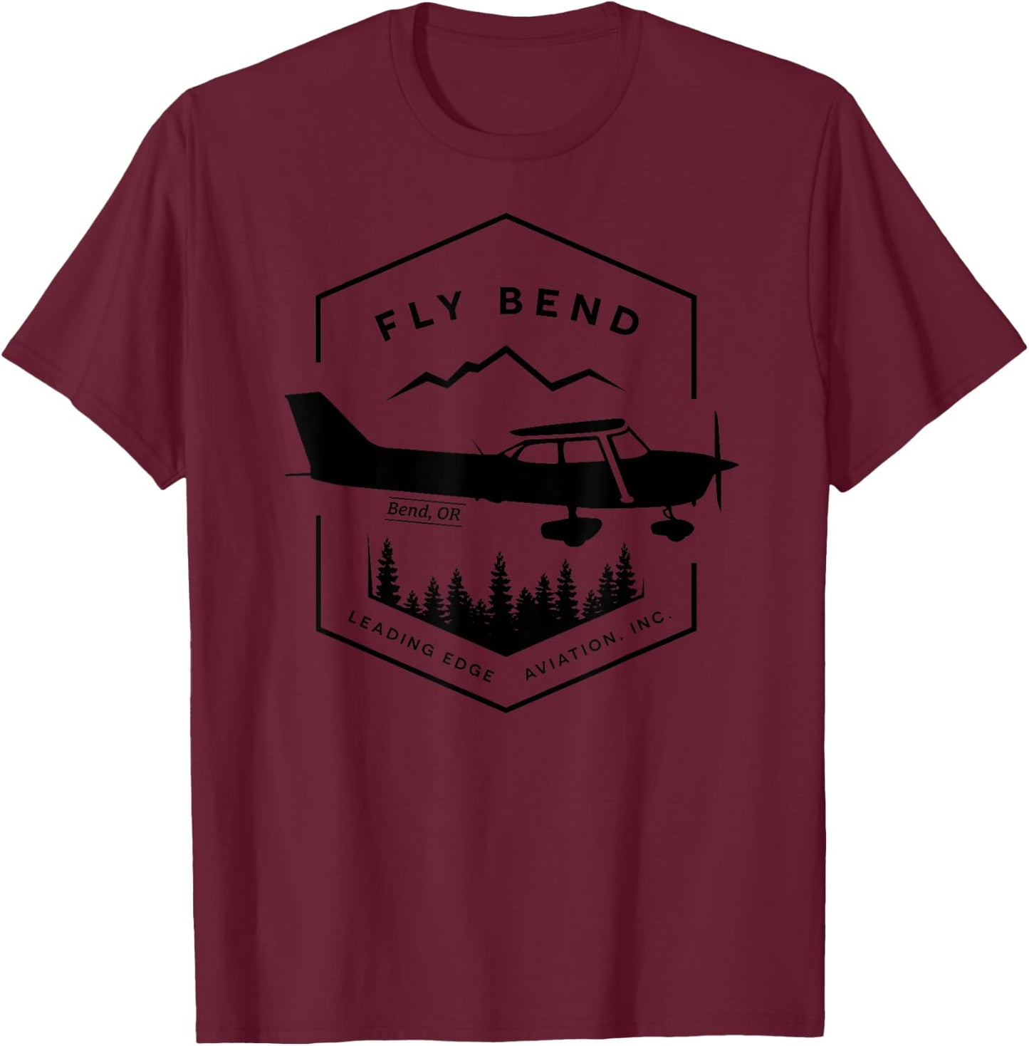 Leading Edge Aviation Airplane Black Logo T-Shirt - T-Shirt | Maroon