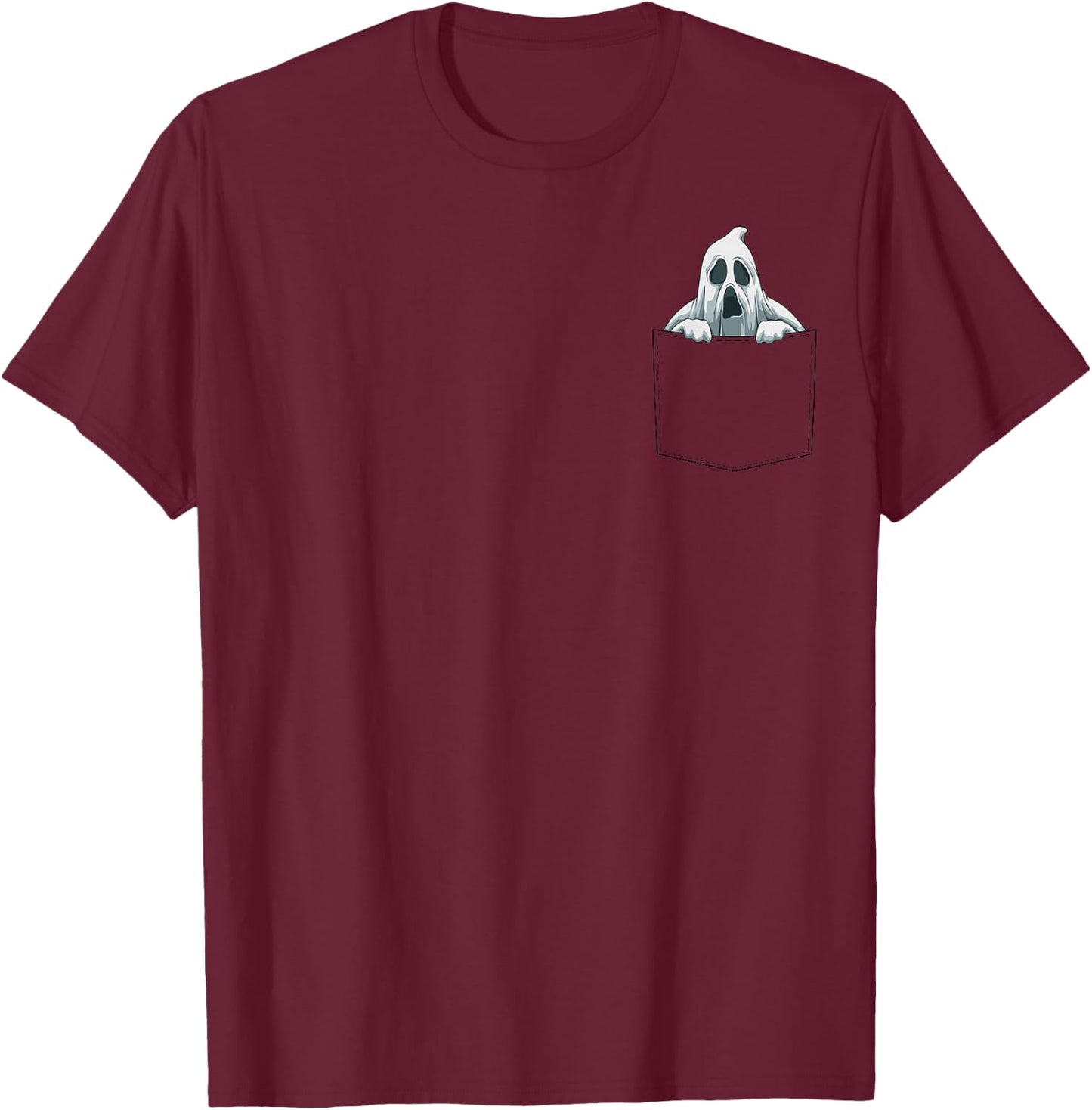 Ghost Pocket Ghost In Pocket Ghost Peeking Funny Halloween T-Shirt - T-Shirt | Maroon