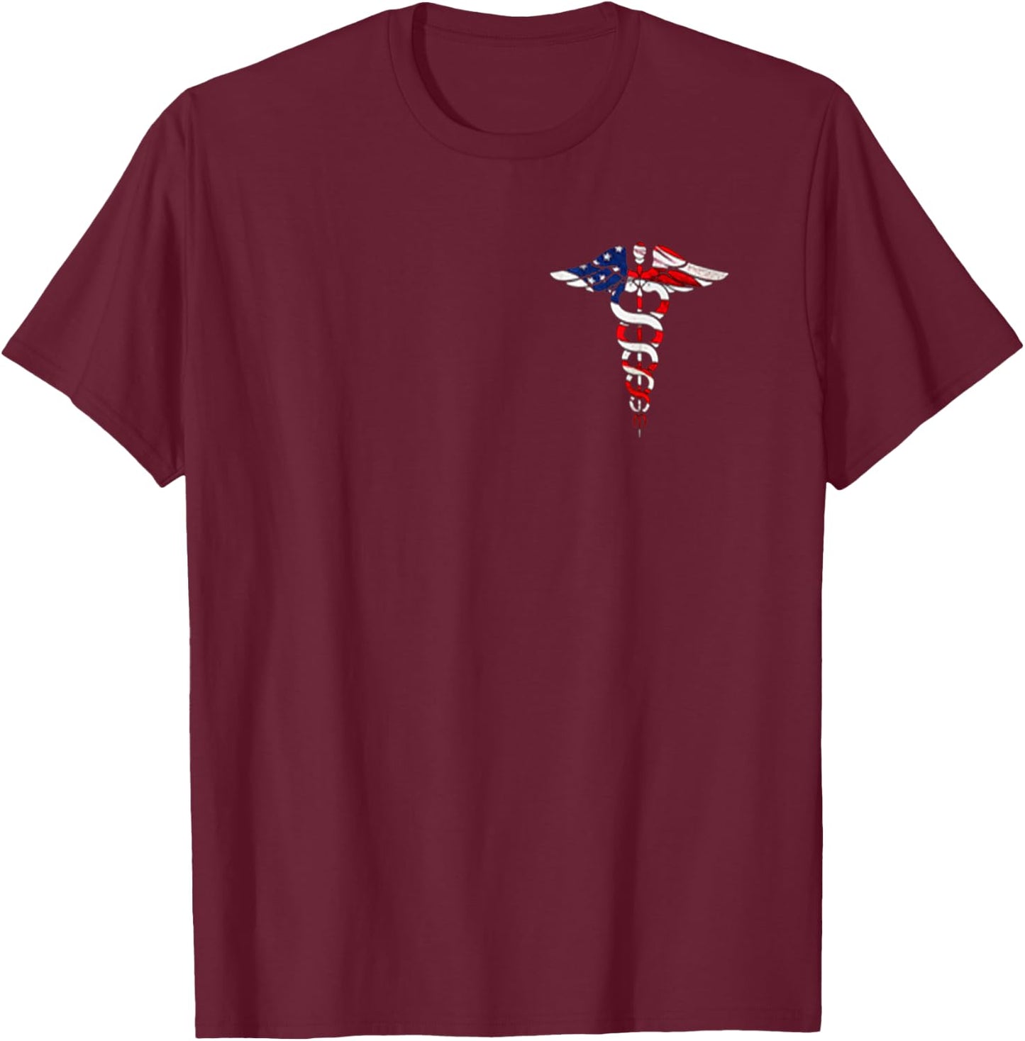 Funny Shirt Nurse Caduceus American flag Hot Trend T-Shirt - T-Shirt | Maroon