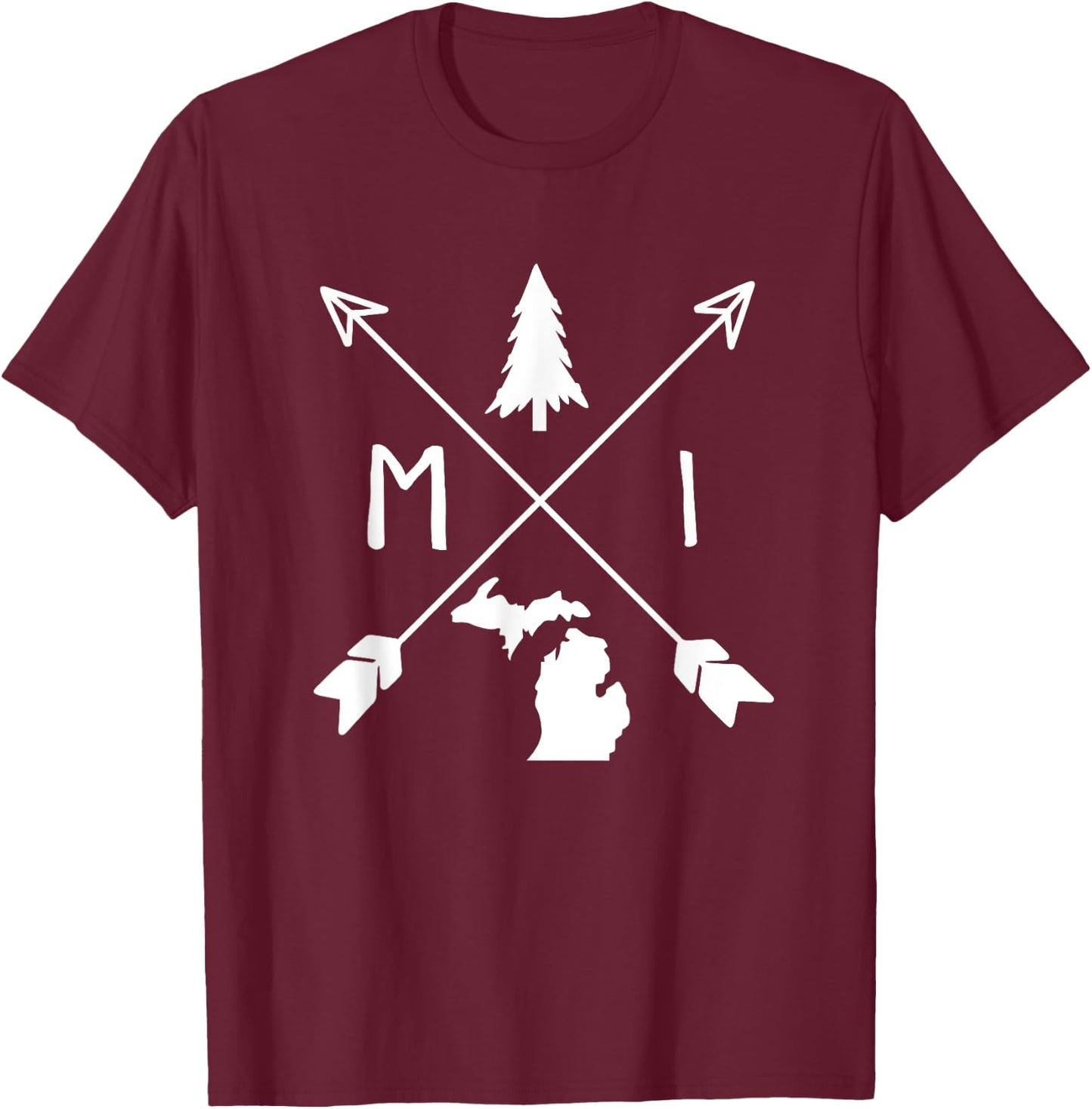 Michigan Up North Home State Midwest Vintage Retro T-Shirt - T-Shirt | Maroon
