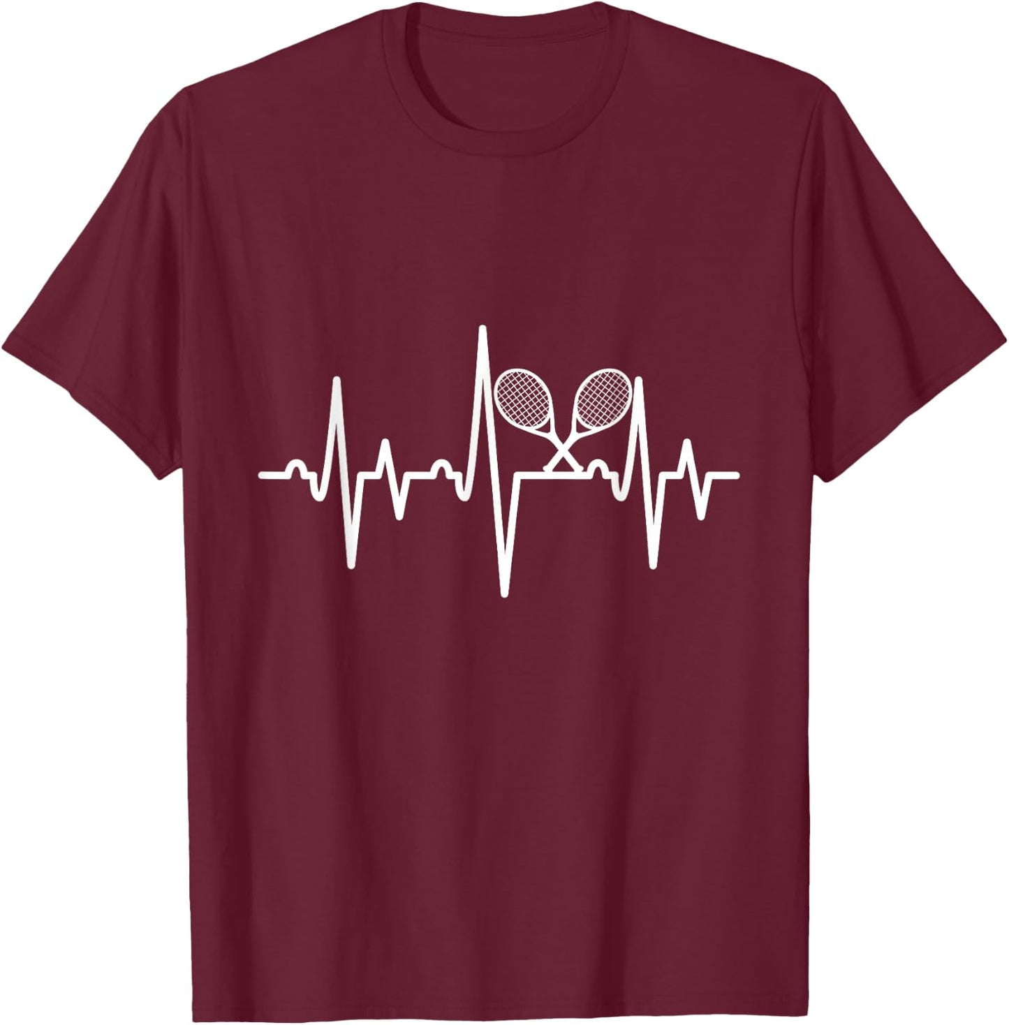 Tennis Heartbeat Tennis Racket Player T-Shirt - T-Shirt | Maroon