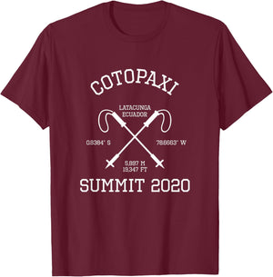 Climbed Cotopaxi Summit Club 2020 Hike Equador Hiking T-Shirt - T-Shirt | Maroon