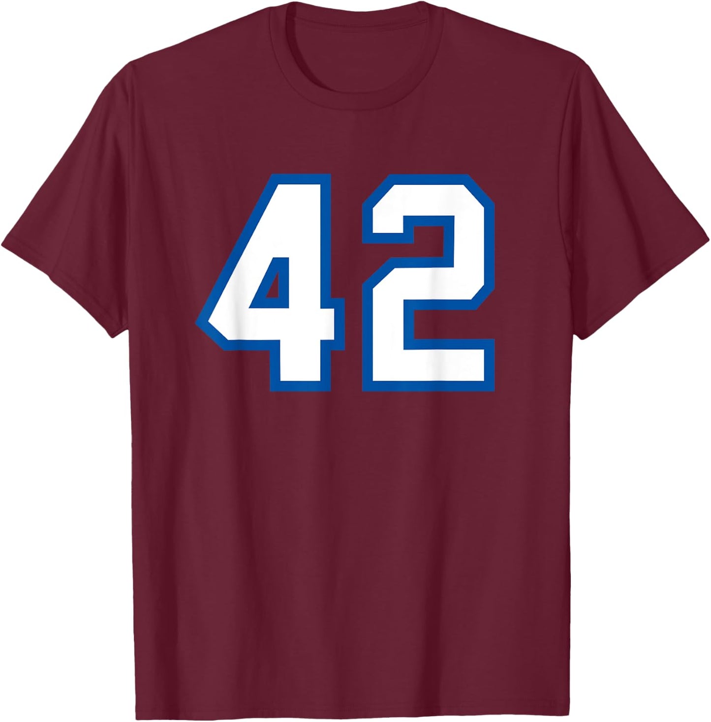 Number #42 Sport White Blue Number T-Shirt - T-Shirt | Maroon