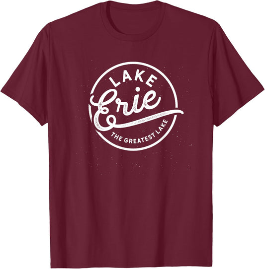 The Great Lakes Shirt - Lake Erie, Lake Life Theme T-Shirt - T-Shirt | Maroon