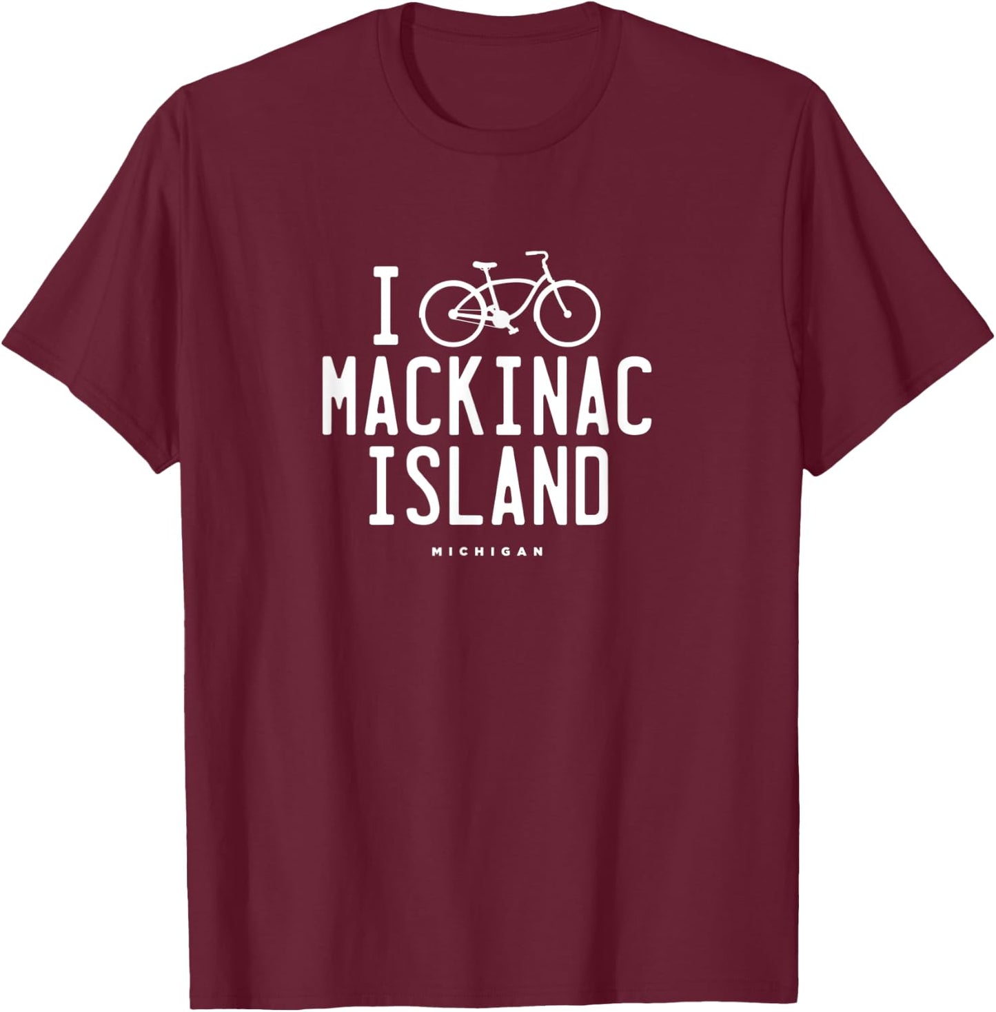 I Love Biking Mackinac Island Michigan T-Shirt - T-Shirt | Maroon