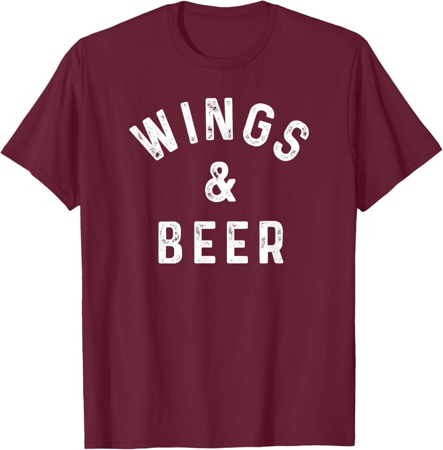 Wings & Beer Funny Buffalo Chicken and Beer Drinker T-Shirt - T-Shirt | Maroon