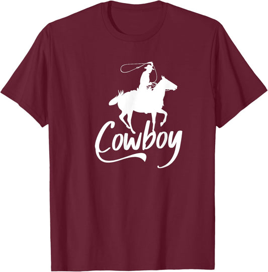 Cowboy America Wild West Cowboys USA T-Shirt - T-Shirt | Maroon