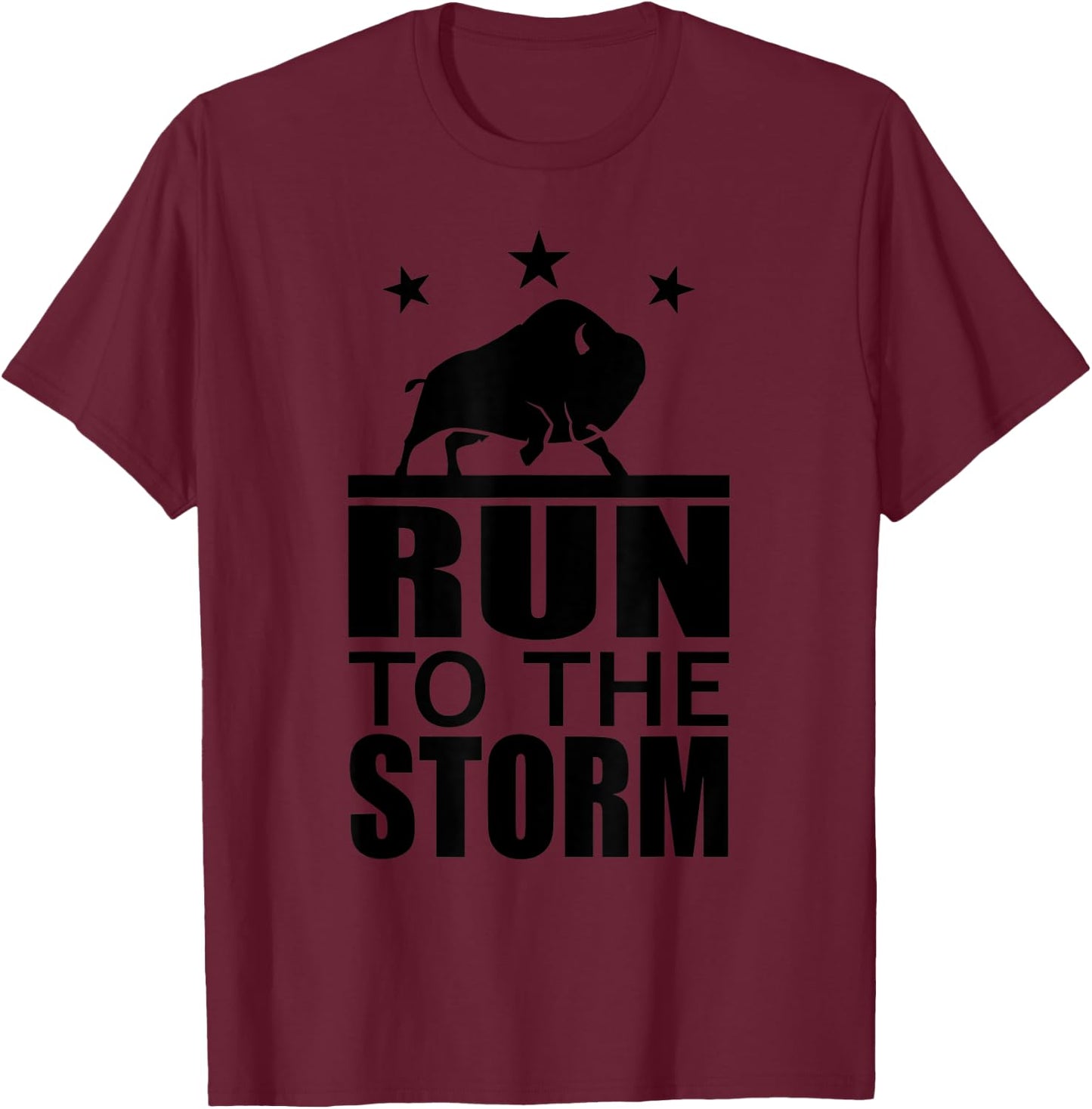 Run To The Storm - Bison American Fitness Sports Motivation T-Shirt - T-Shirt | Maroon